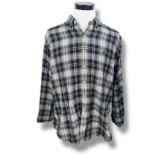 Polo Ralph Lauren Flannel Shirt Mens 2XL XXL Black White Plaid Long Sleeve Lined